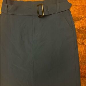NWT Banana Republic Factory Belted Pencil Skirt Sz 8 tall Blue Navy Paperbag